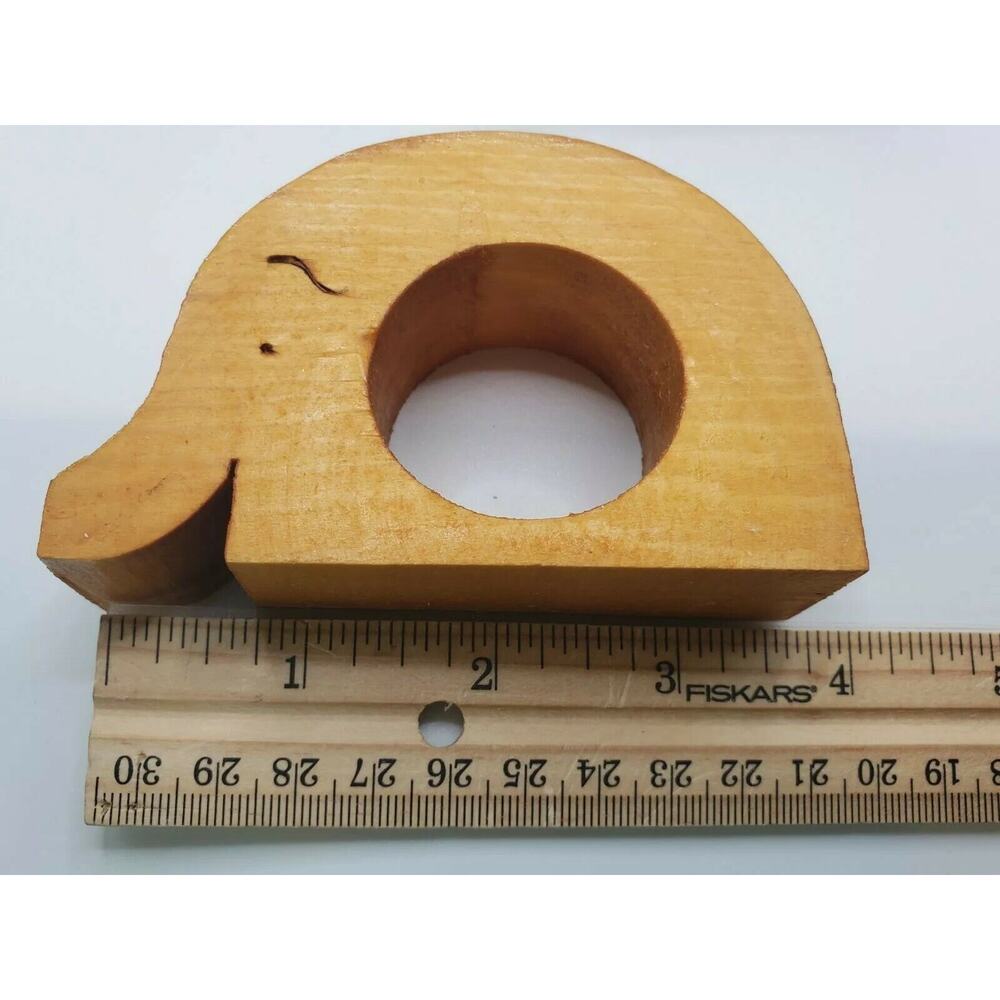 Wood Carved Elephant Napkin Rings Holders 6 pc set Boho Kitschy Kitchen Dinning - Picture 4 of 6